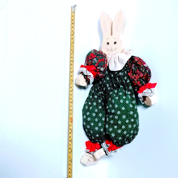 Christmas Stuffed Holiday Rabbit with painted Head and Feet for Decorating - Picture 4 of 5